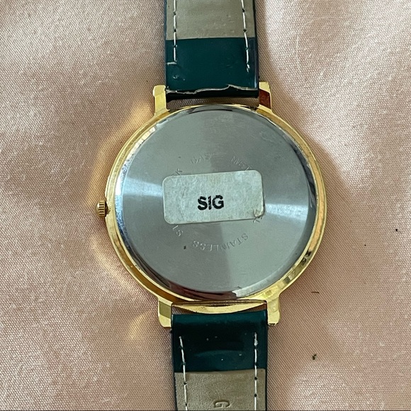 Vintage Snowman Green Leather Band Wristwatch - Picture 2 of 5